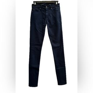 AG Adriano Goldschmied Navy Sateen Jeans High Rise Skinny